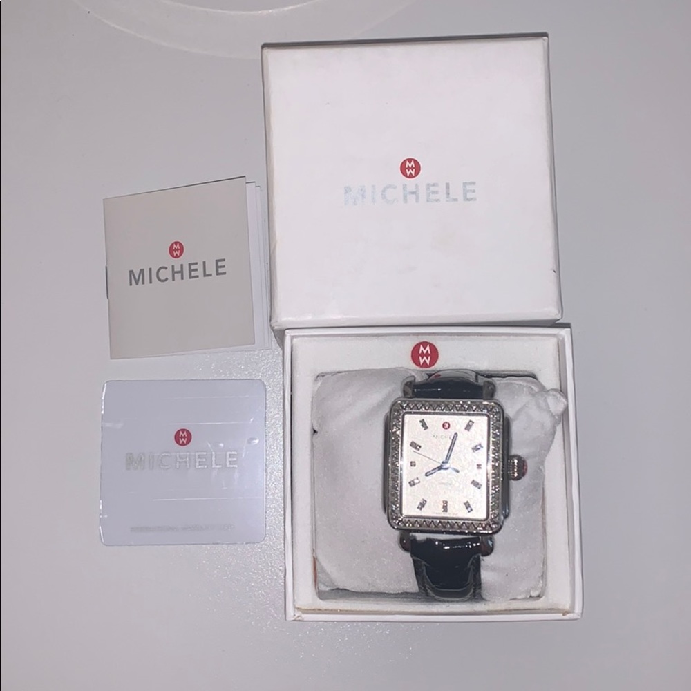 RARE Michele DECO Diamond Textured Watch